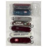 (8) SMALL SWISS ARMY KNIFE KEYCHAINS - 2" EACH -