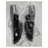 (2) NEW 7" FIXED BLADE KNIVES WITH LEATHER