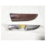 7.5" FIXED BLADE DAMASCUS STYLE BLADE W/