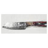 11" FIXED BLADE KNIFE W/ DAMASCUS STYLE BLADE