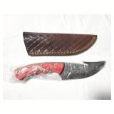 8" GUT HOOK DAMASCUS STYLE BLADE - FIXED BLADE