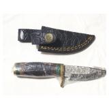 6" DAMASCUS STYLE BLADE FIXED BLADE KNIFE -