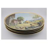 (4) BAVARIA 10" PLATES WITH GOLD EDGE ACCENT
