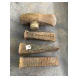 (4) VINTAGE IRON WOOD-SPLITTING WEDGES