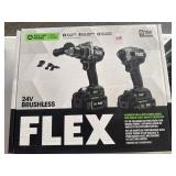 NEW IN BOX FLEX 24V IMPACT AND DRILL SET