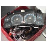 BOX OF ASSORTED CAR PARTS AND GAUGES