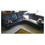 Italian Leather Natuzzi Navy Sectional Couch
