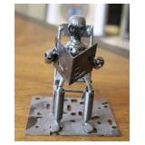 Handmade Metal Sculpture Robot Sitting in Chair
