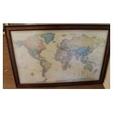 Rand McNally World Classic Edition Map Framed
