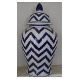 Navy & White Chevron Ceramic Ginger Jar #1