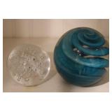 (2) Glass Decorative Paper Weights