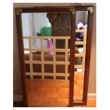 (2) MCM Wooden Brass Cornered Wall Mirrors