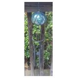 Blue Caged Glass Solar Wind Chime