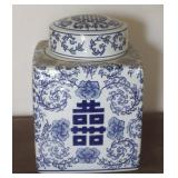 Blue & White Chinese Porcelain Square Ginger Jar