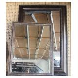 (2) Wooden Beveled Wall Hanging Mirrors
