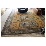 Large Golden Hand Knotted Oushak Rug