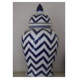Navy & White Chevron Ginger Jar #2