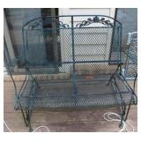 Wrought Iron Mesh Patio Glider Loveseat