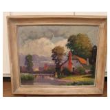 Impressionist Style Cottage on Pond Print