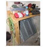 Wooden Work Bench w/ Garage Tools & Supplies