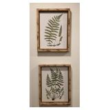 2pc Botanical Fern Print Framed Pictures