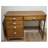 Pedestal Style Maple Writing Desk w/ Drawers