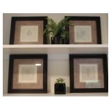 (4) Leaf Prints Framed w/ Faux Plants