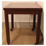 Square Mahogany Side Table on Casters