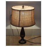 Dark Wood Woven Rattan Table Lamp