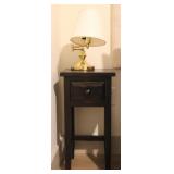 Small Square Side Table w/ Swing Arm Brass Lamp