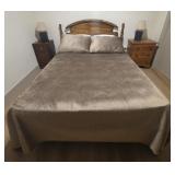 Full Size Oeko Tex Wood Bed w/ Mattress & Bedding