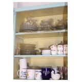 CLEAR DISHES, STEMWARE, COFFEE MUGS ETC