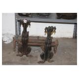 PAIR CAST IRON FIRE DOG ANDIRONS