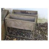 MATCHED PAIR METAL PLANTER BOXES ON STANDS