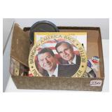 POLITICAL BUTTONS, MILITARY RIBBONS, ETC