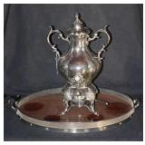 SILVER PLATED SAMOVAR AND TRAY