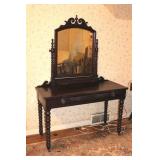 ANTIQUE VANITY W/SPOOL TURNED BOBBIN LEGS