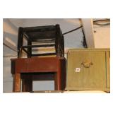 WOOD BOX, STOOL & LOW TABLE