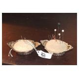 2 SMALL STERLING SILVER PIN CUSHIONS