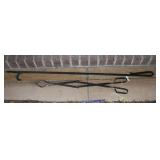 TWO IRON FIREPLACE TOOLS
