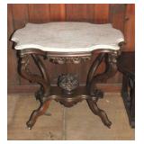 ORNATE CARVED MARBLE TOP PARLOR TABLE