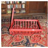 RED PAINTED FOLK ART WAGON