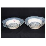 5 CURRIED & IVES CEREAL BOWLS & 2 SOUP BOWLS