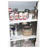 VARIOUS DISHWARE, SANTA COFFEE CUPS ETC