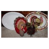 Thanksgiving Turkey Serving Dishes w/ Plushes