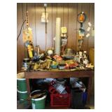 Wooden Work Bench w/ Contents