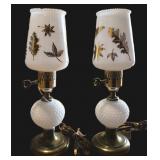 (2) Electric Parlor Milk Glass Hobnail Table Lamps