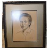 Charcoal Portrait Sketch Of A Young Man Framed