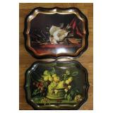 (2) English Toleware Decorative Trays