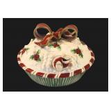 Fitz & Floyd Yuletide Diving Santa Pie Keeper Dish